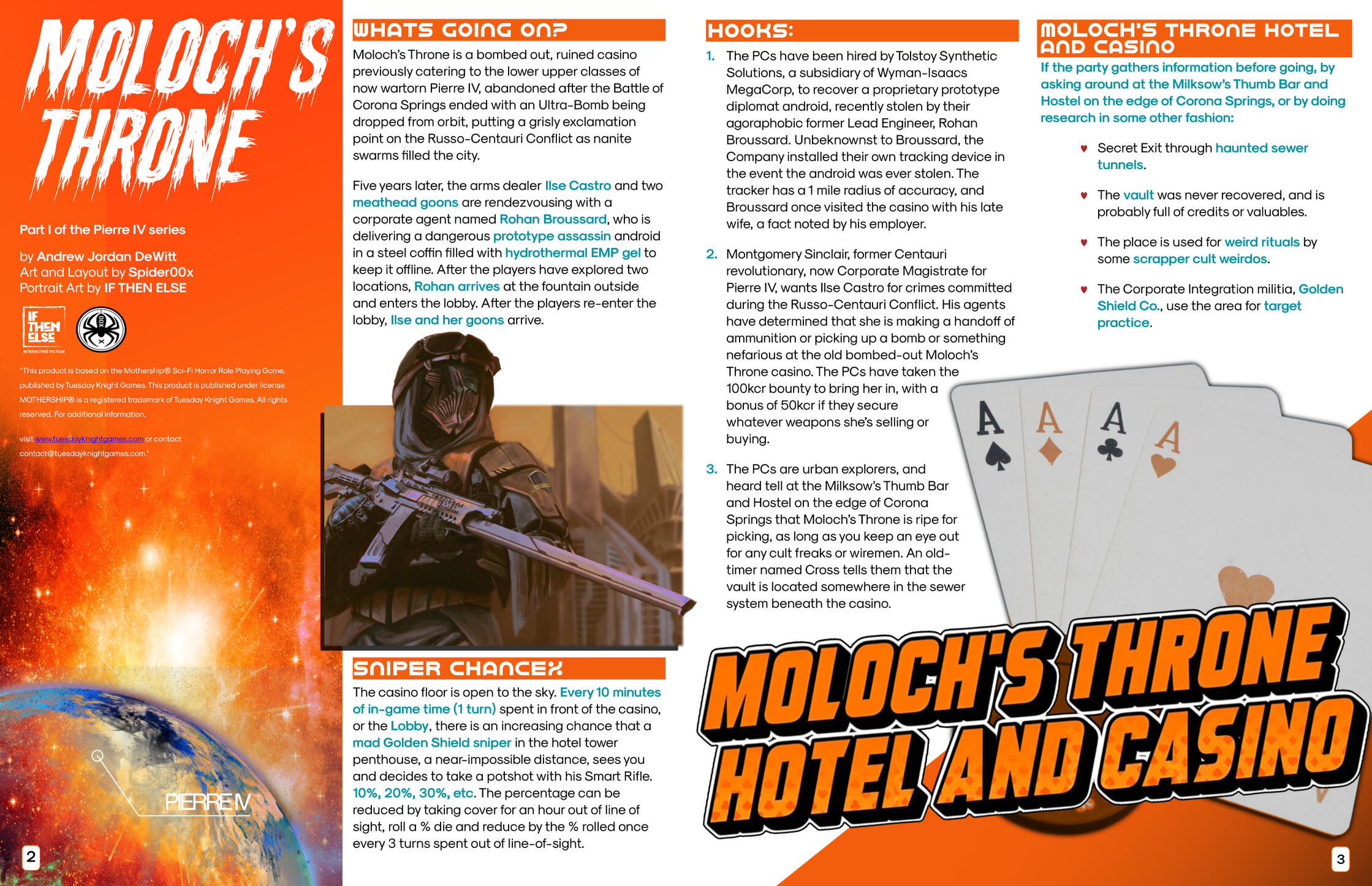 Moloch&#39;s Throne - Internal Spread. All art and layout by Spider00x